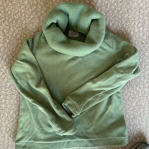 Dudley Stephens cowl neck fleece. Bodice is terry fleece and neck is shearling